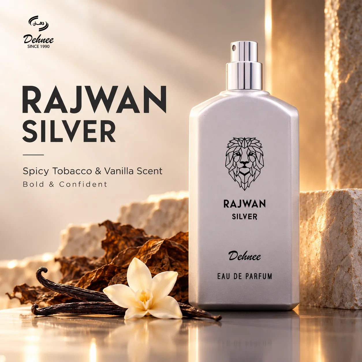 Rajwan Silver Eau de Parfum – Spicy Tobacco & Vanilla Scent | Bold & Confident
