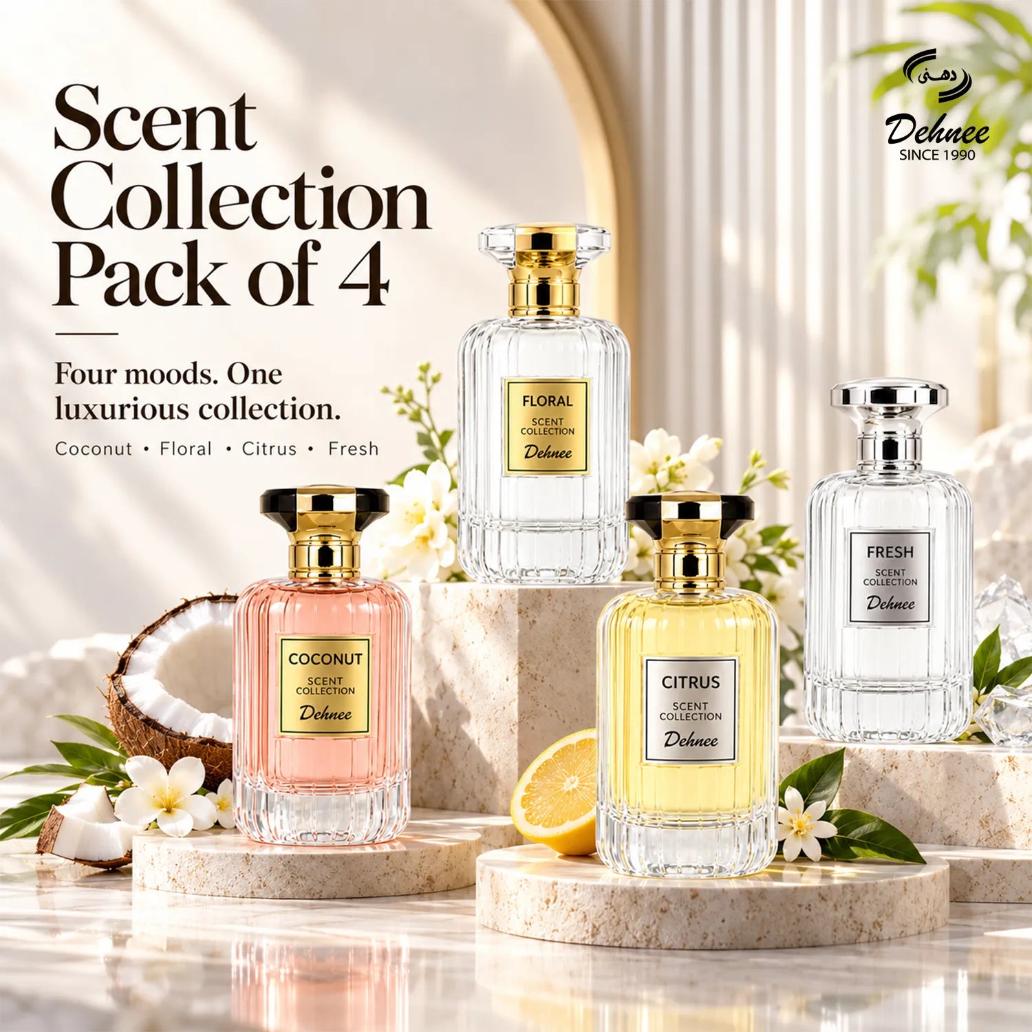Fresh Scent Collection Combo Pack | Fresh, Citrus, Floral & Coconut Premium Fragrance Set