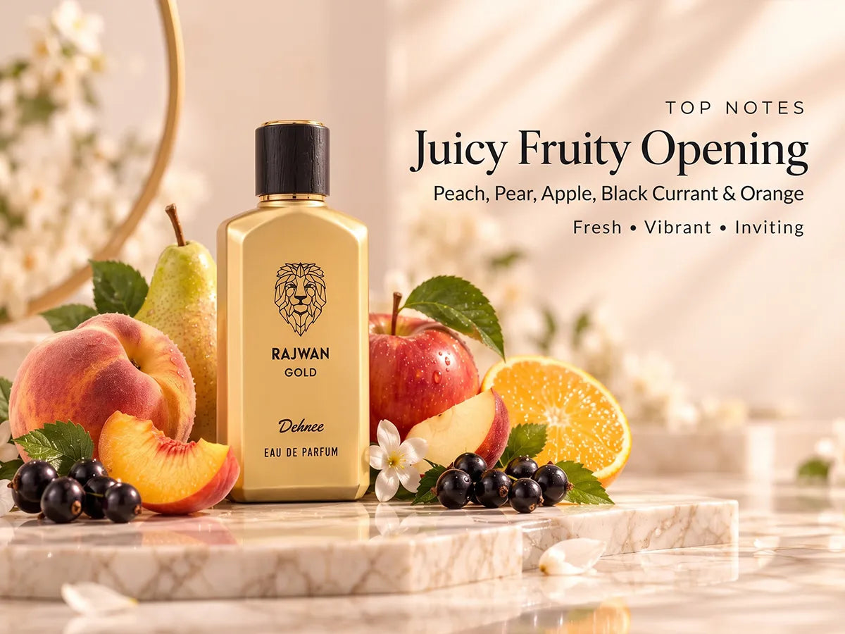 Rajwan Gold Eau de Parfum – Fruity Floral Luxury Scent | Elegance in Every Moment