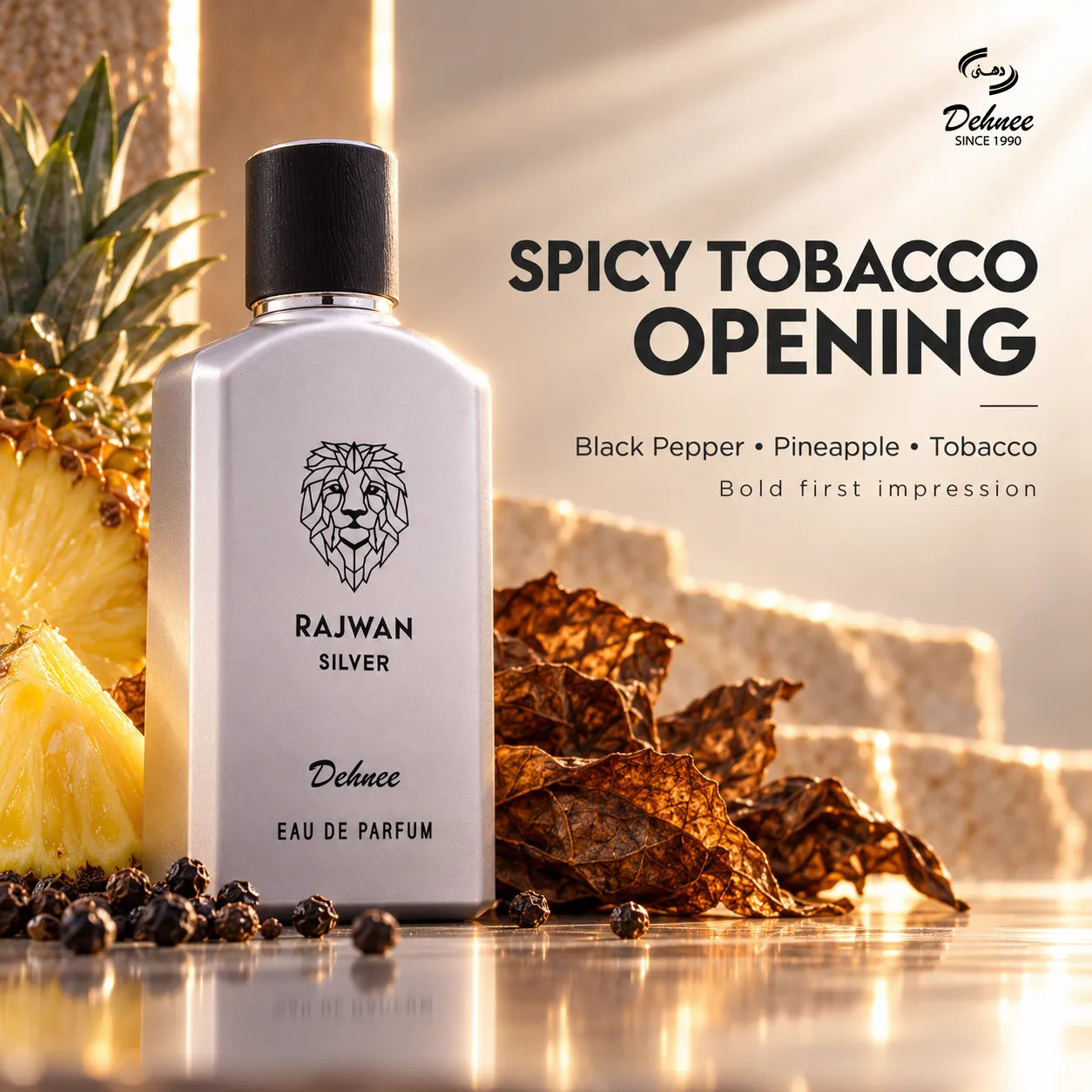Rajwan Silver Eau de Parfum – Spicy Tobacco & Vanilla Scent | Bold & Confident
