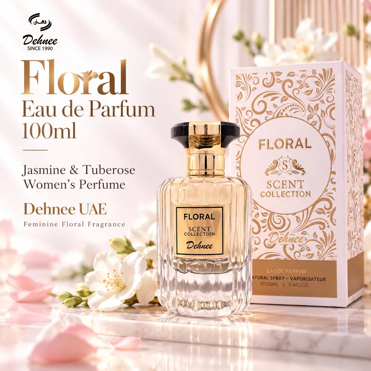 Floral Eau de Parfum 100ml | Jasmine Tuberose Women's Perfume | Dehnee UAE
