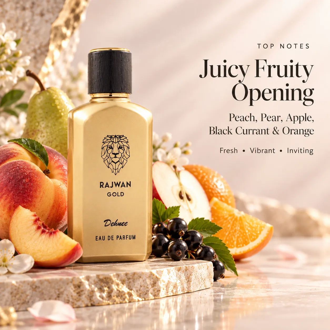 Rajwan Gold Eau de Parfum – Fruity Floral Luxury Scent | Elegance in Every Moment