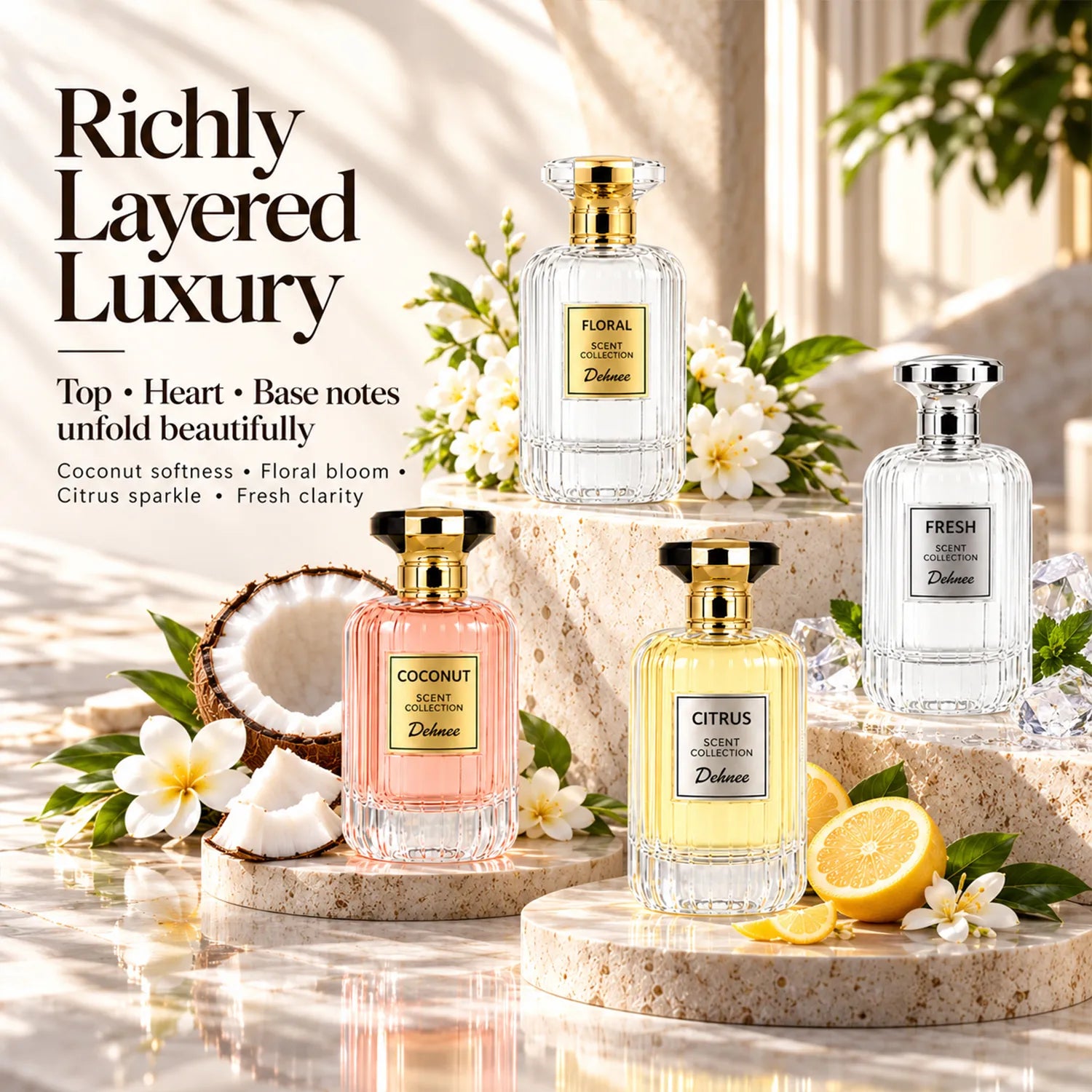 Fresh Scent Collection Combo Pack | Fresh, Citrus, Floral & Coconut Premium Fragrance Set