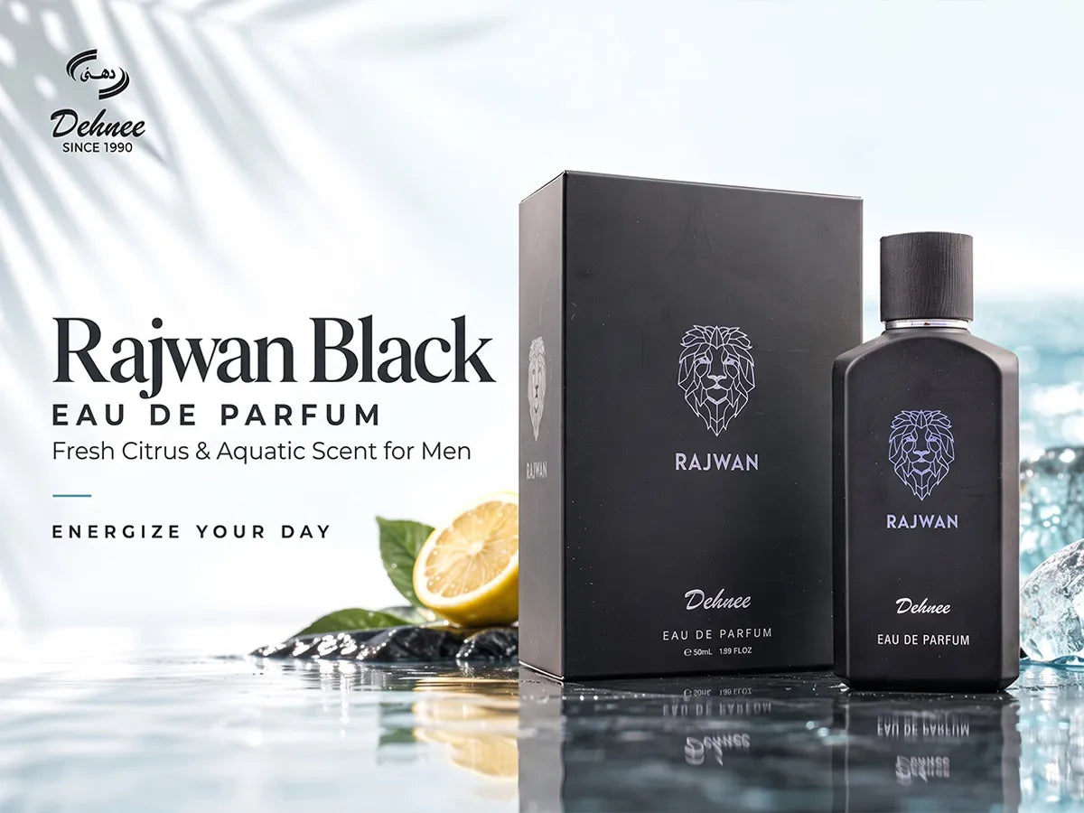 Rajwan Black Eau de Parfum – Fresh Citrus & Aquatic Scent for Men | Energize Your Day