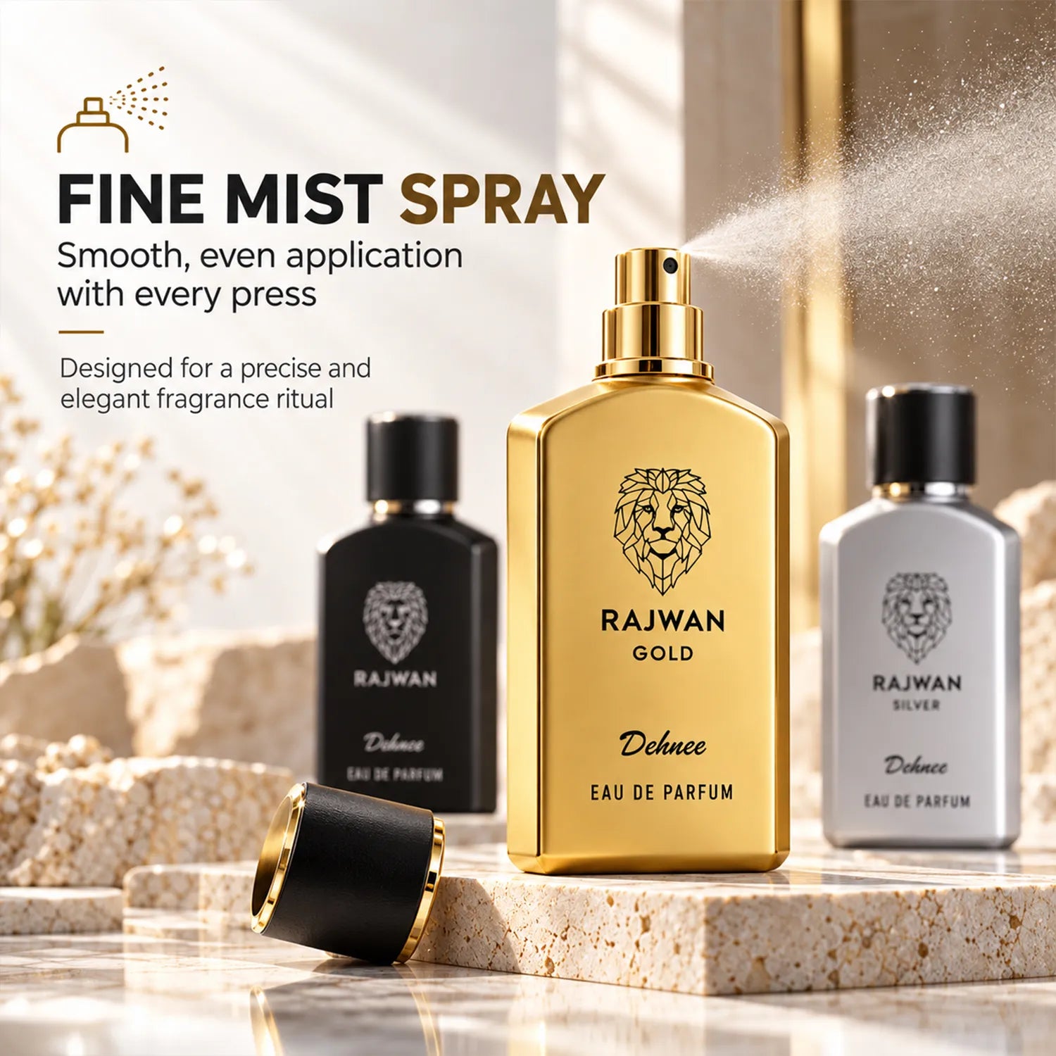 Rajwan Collection Combo Pack | Black, Silver & Gold Premium Fragrance Set
