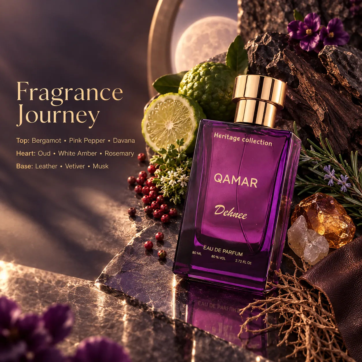Qamar – Oud, Leather & Amber Eau de Parfum (Long-Lasting)
