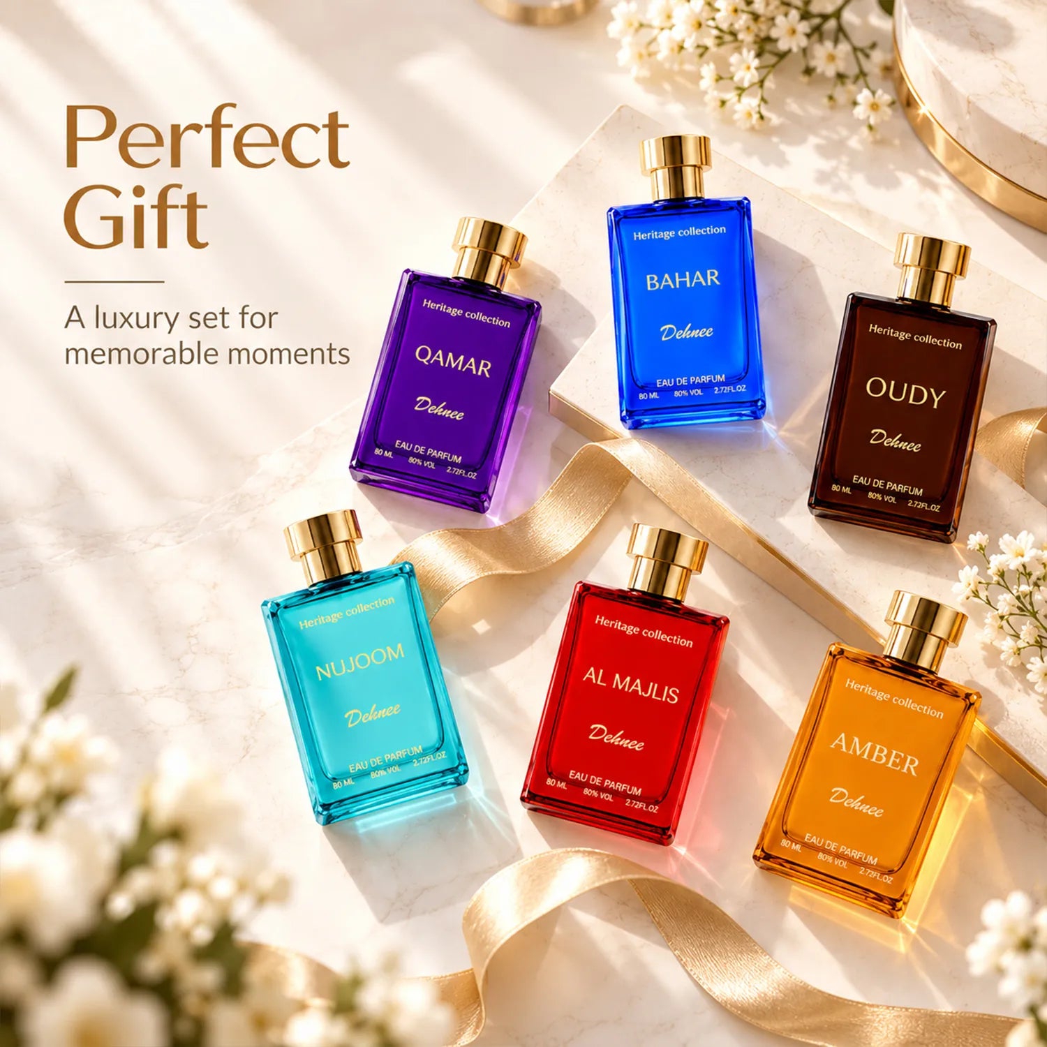 Heritage Collection Combo Pack | Nujoom, Bahar, Qamar, Al Majlis, Amber & Oudy Luxury Perfume Set