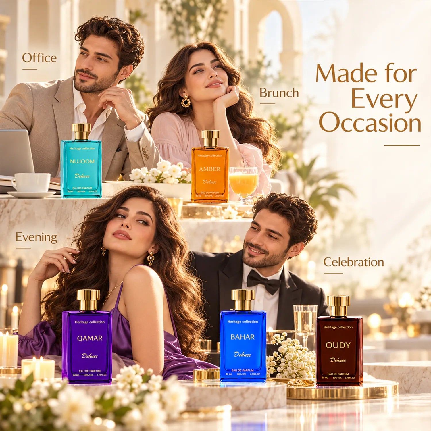 Heritage Collection Combo Pack | Nujoom, Bahar, Qamar, Al Majlis, Amber & Oudy Luxury Perfume Set