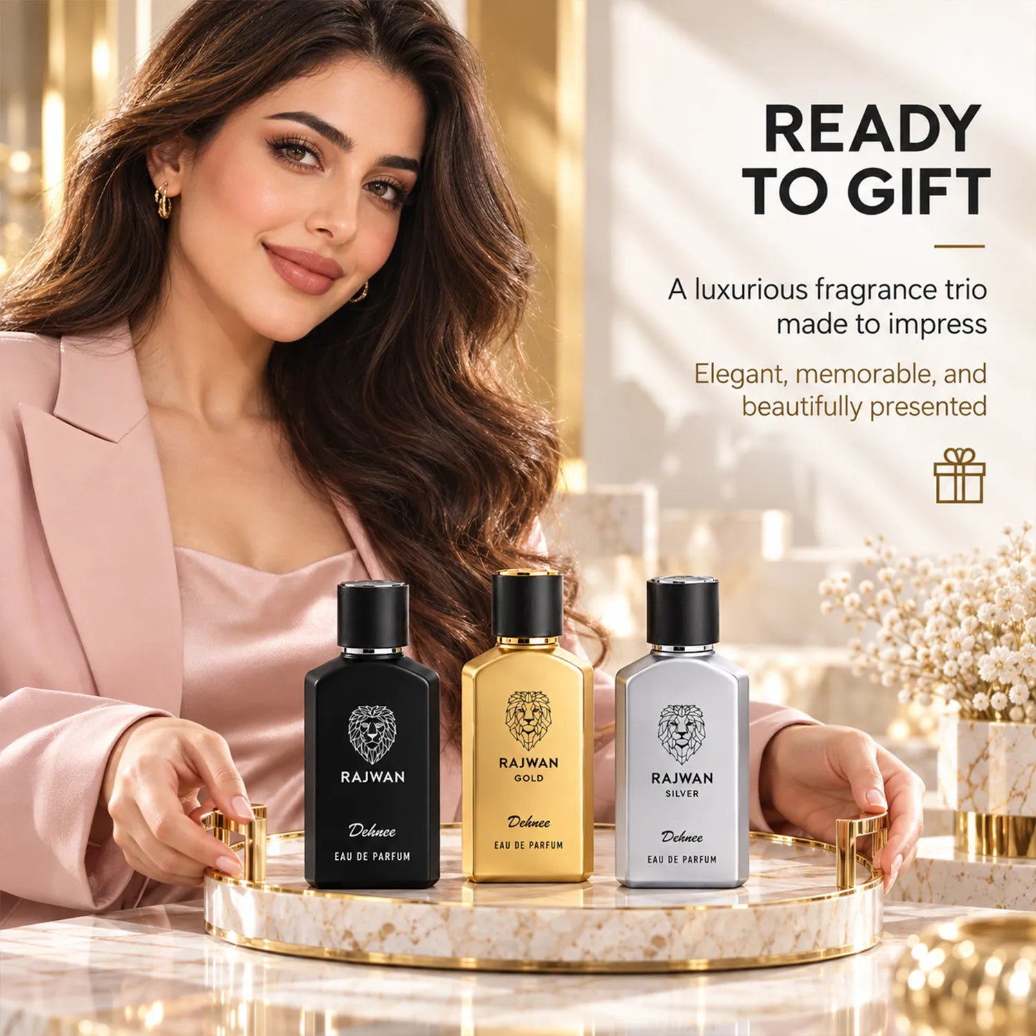 Rajwan Collection Combo Pack | Black, Silver & Gold Premium Fragrance Set