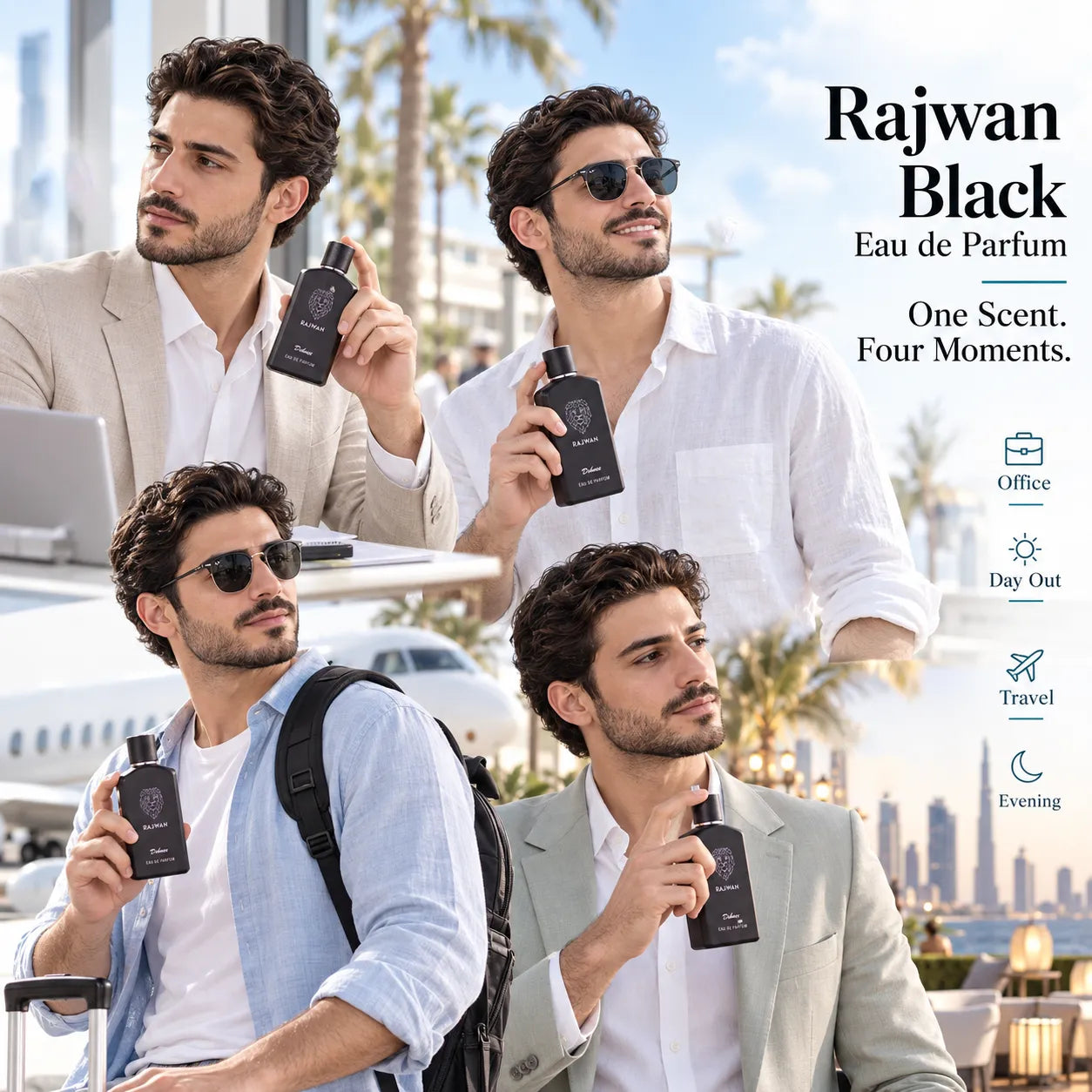 Rajwan Black Eau de Parfum – Fresh Citrus & Aquatic Scent for Men | Energize Your Day