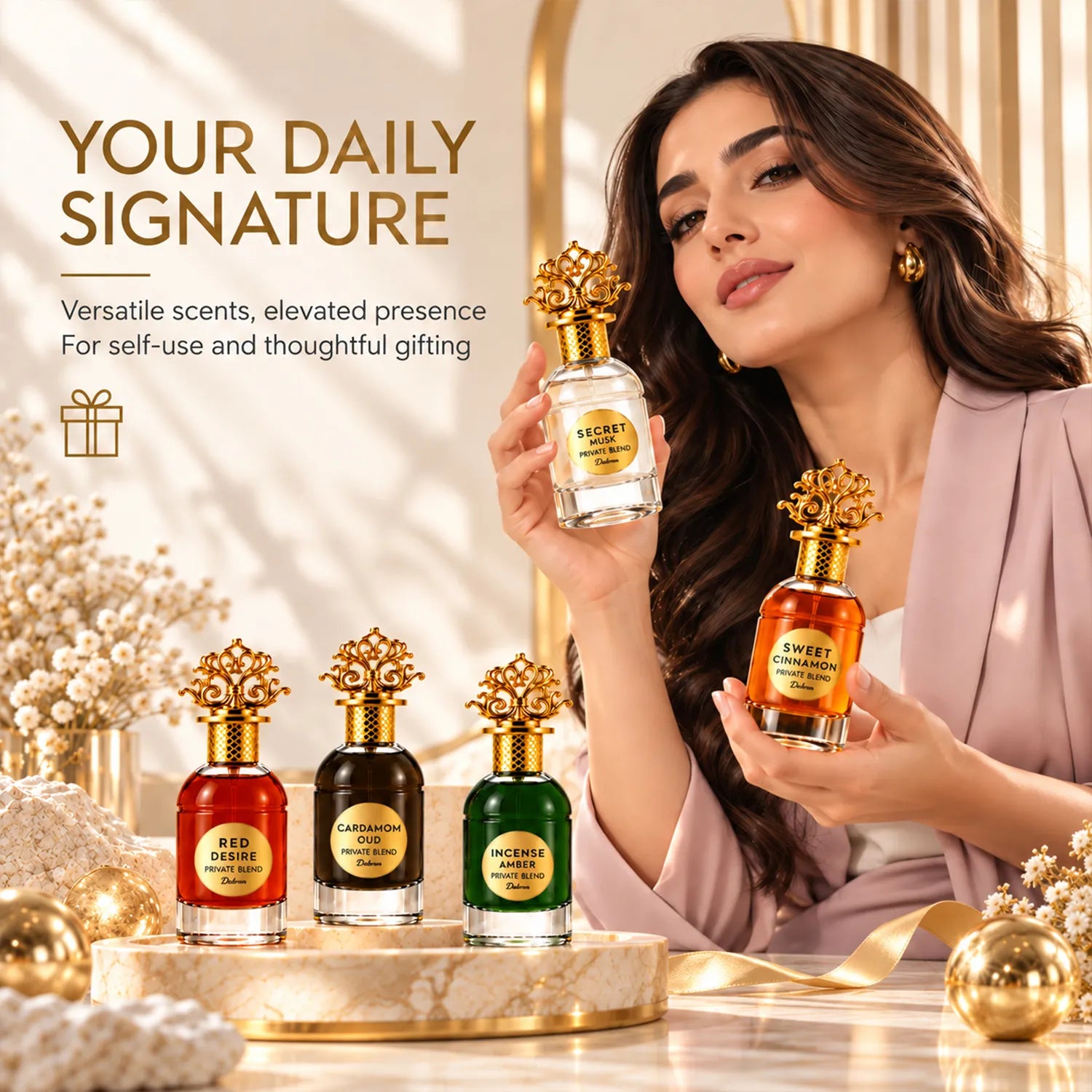 Private Blend Collection | Red Desire, Sweet Cinnamon, Cardamom Oud & Incense Amber Perfume Set