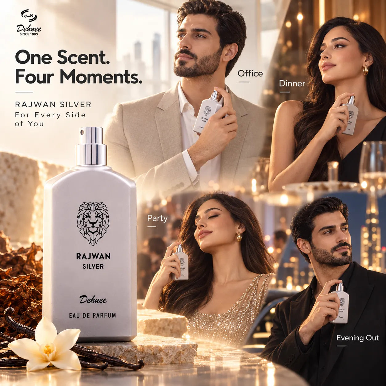 Rajwan Silver Eau de Parfum – Spicy Tobacco & Vanilla Scent | Bold & Confident