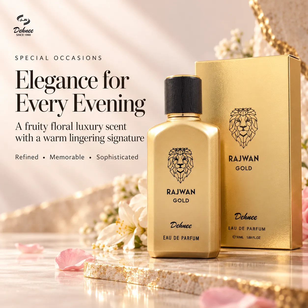 Rajwan Gold Eau de Parfum – Fruity Floral Luxury Scent | Elegance in Every Moment
