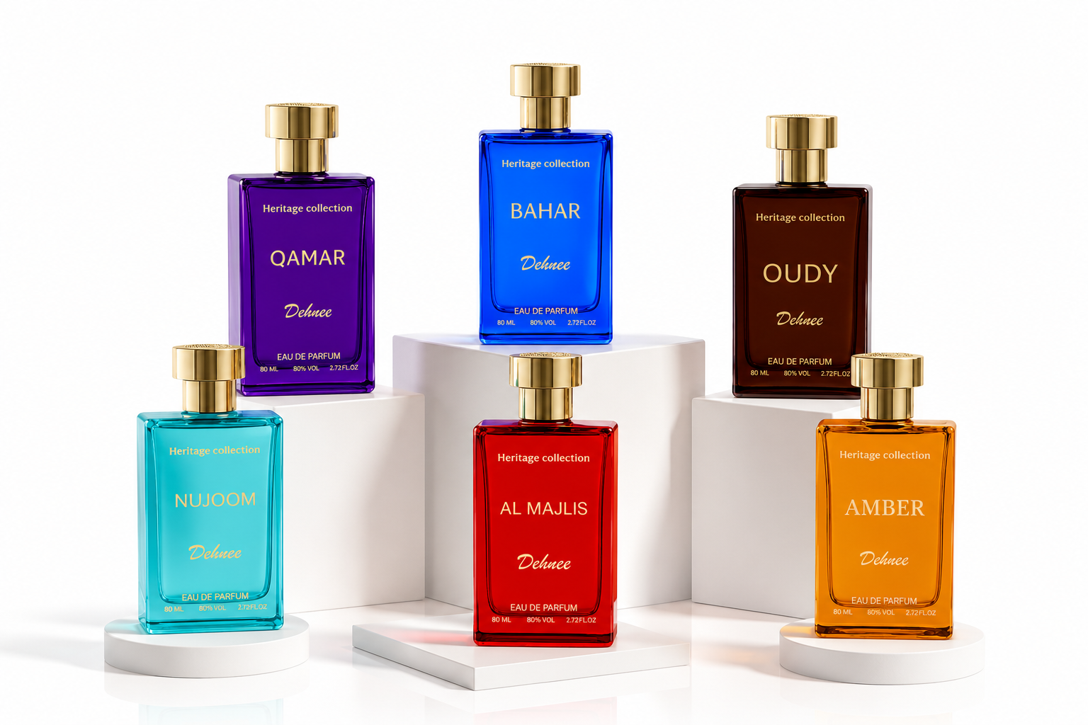Heritage Collection Combo Pack | Nujoom, Bahar, Qamar, Al Majlis, Amber & Oudy Luxury Perfume Set