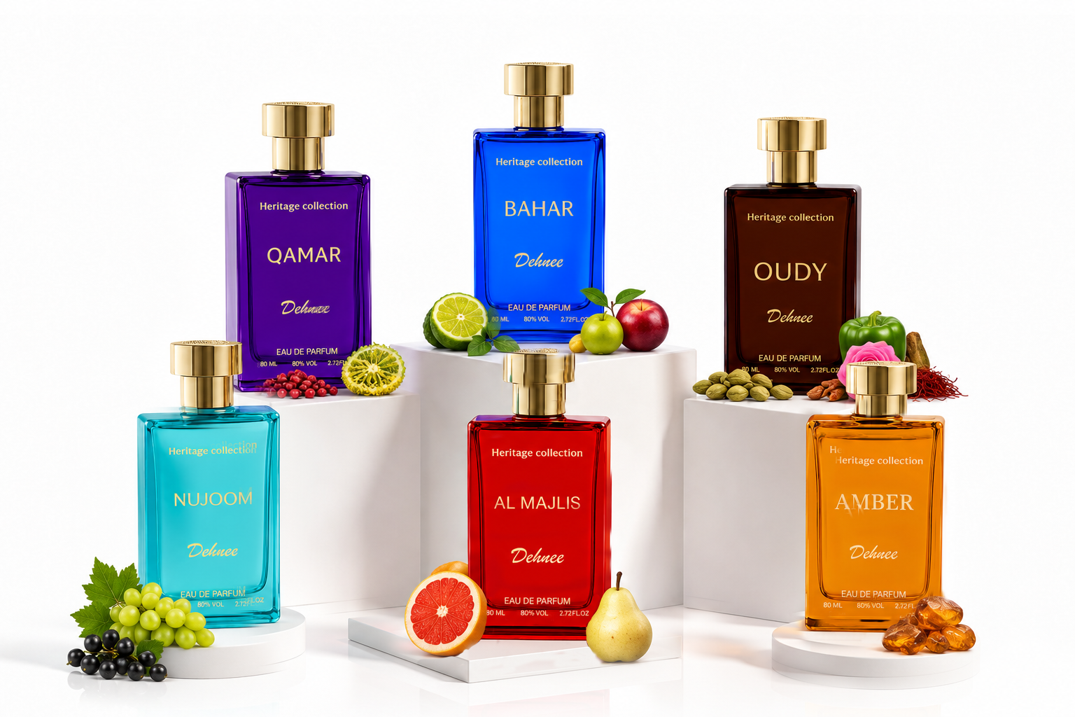 Heritage Collection Combo Pack | Nujoom, Bahar, Qamar, Al Majlis, Amber & Oudy Luxury Perfume Set