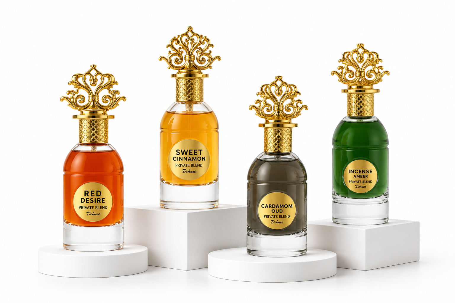 Private Blend Collection | Red Desire, Sweet Cinnamon, Cardamom Oud & Incense Amber Perfume Set