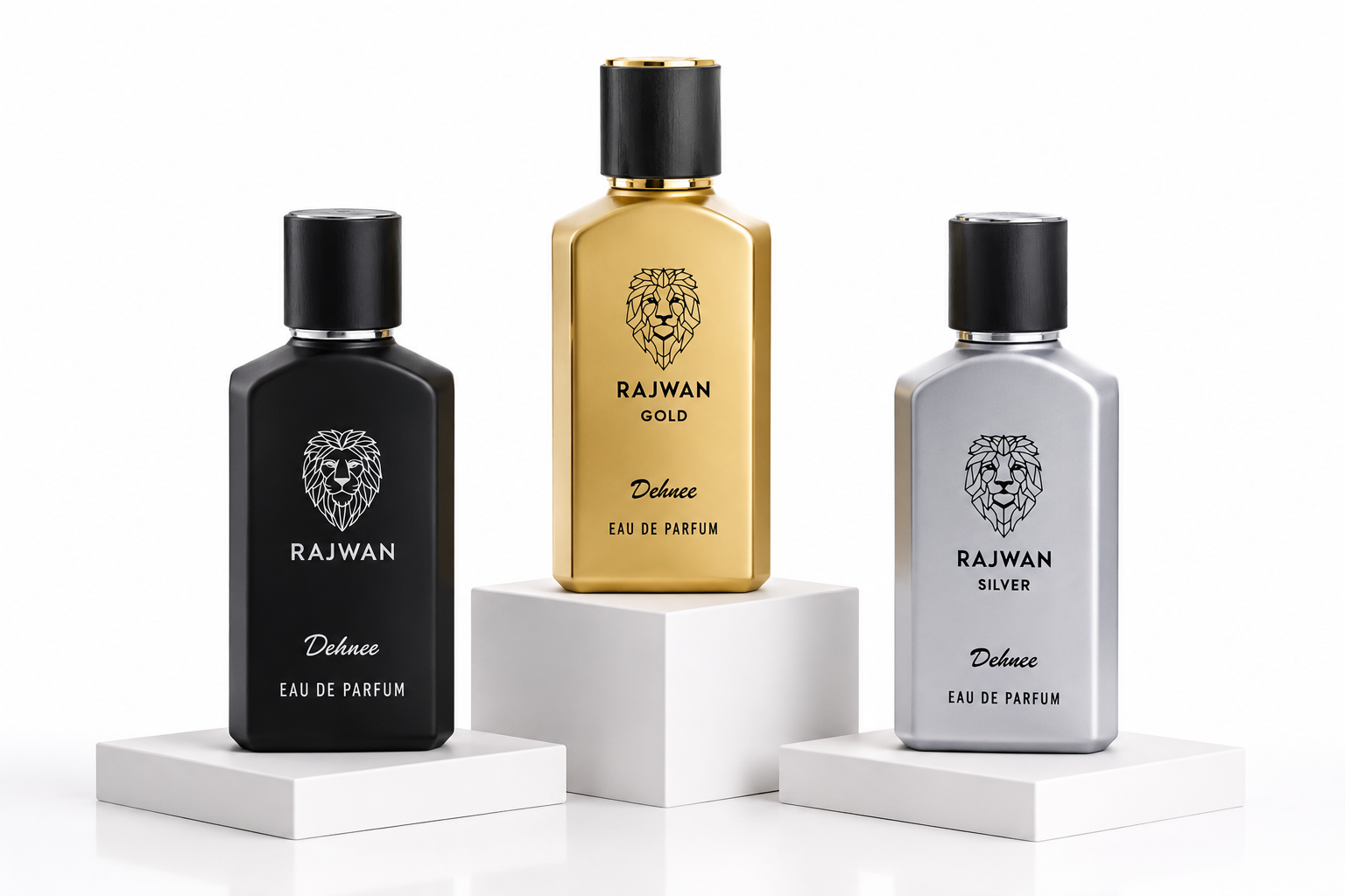Rajwan Collection Combo Pack | Black, Silver & Gold Premium Fragrance Set