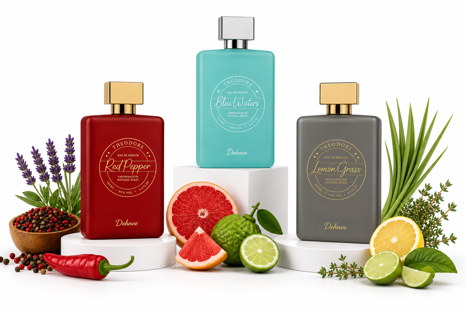 Theodore Collection Combo Pack | Blue Water, Red Pepper & Lemon Grass Fragrance Set